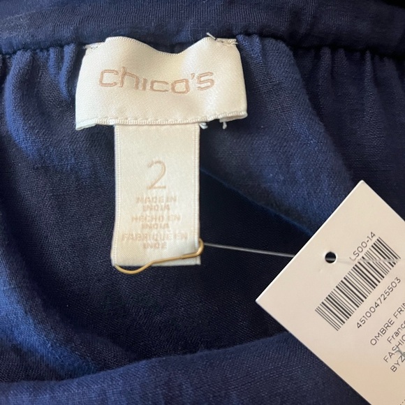 NWT Chico’s Ombre Fringe Francesca Maxi Elastic Waist Skirt Large/12 Blue - Picture 3 of 4